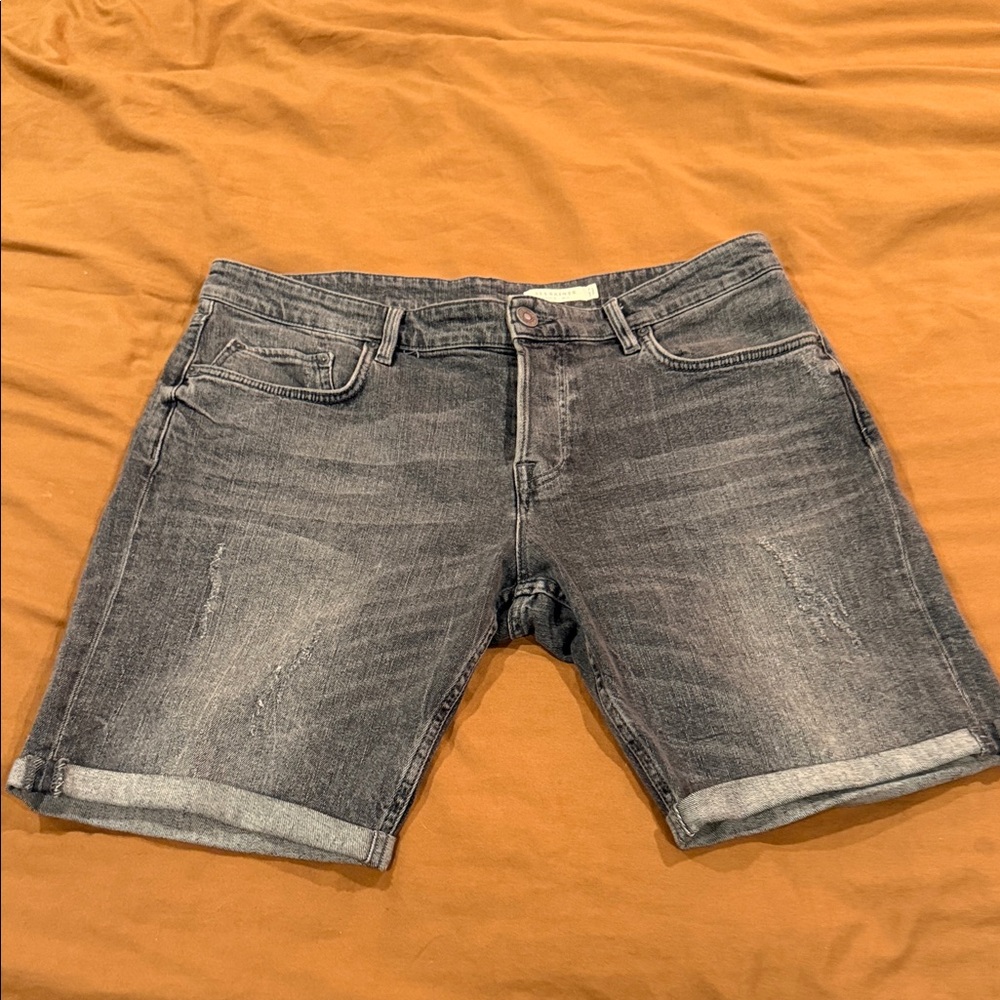 All Saints Gray Jean Shorts for Men